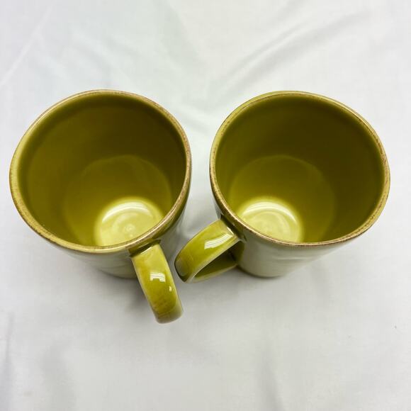Crate & Barrel Portugal Rustic Ceramic Coffee Cups Sage Green (2) - Picture 3 of 7